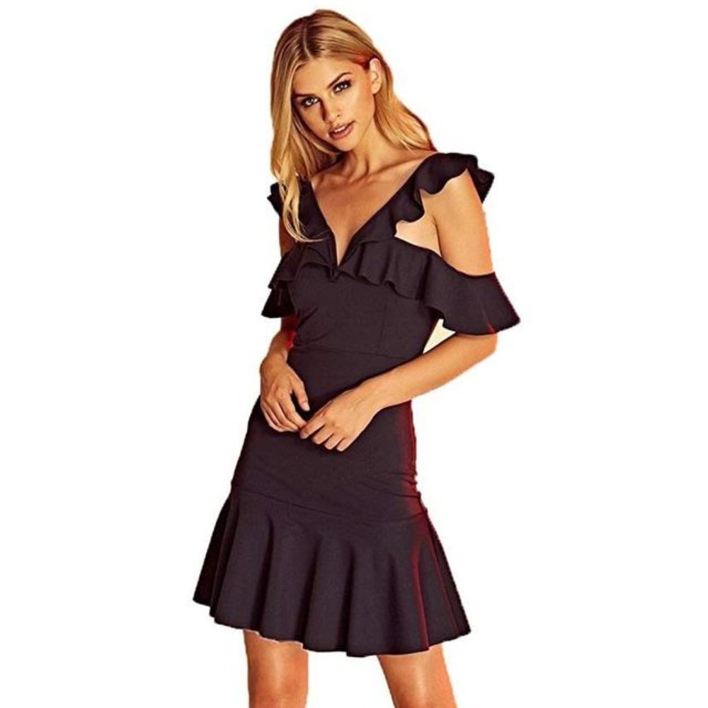 Donna Mizani black Maxima ruffle dress